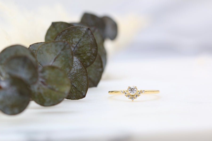 CZ Solitaire Arc Ring