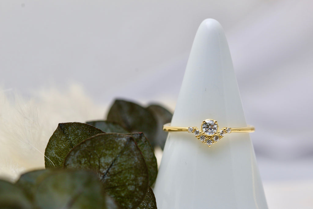 CZ Solitaire Arc Ring
