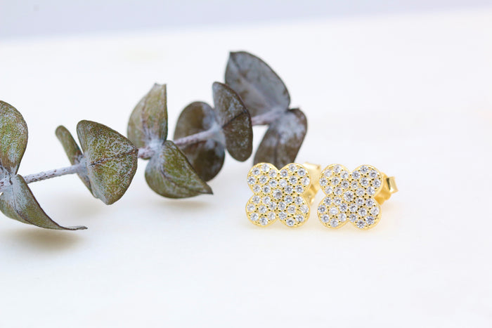 Pave Clover Studs