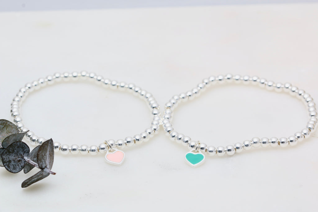 Enamel Heart Beaded Bracelet