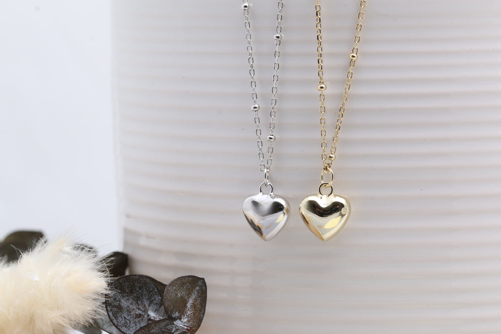 Satellite Chain Puff Heart Necklace