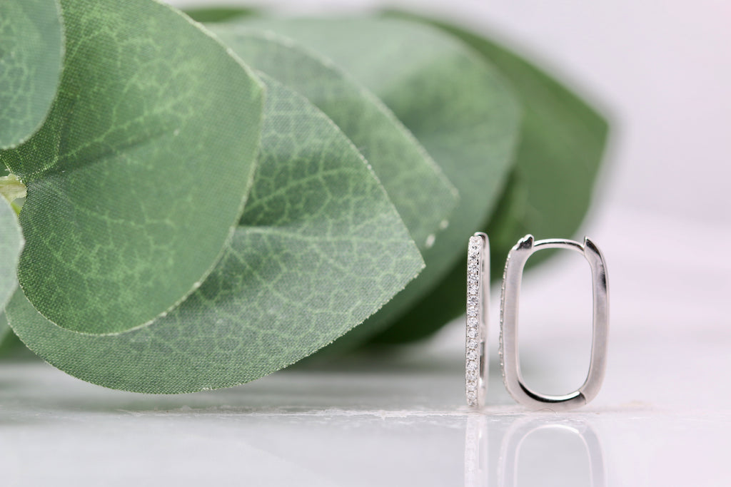 CZ Rounded Rectangle Hoops – Reiko Designs Jewellery